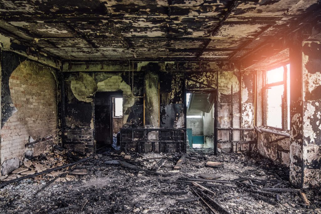 A room is completely destroyed by a fire in a Pearl City home.